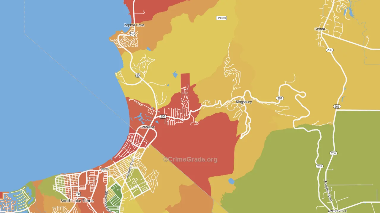 Stateline, NV Map of Robbery Rates