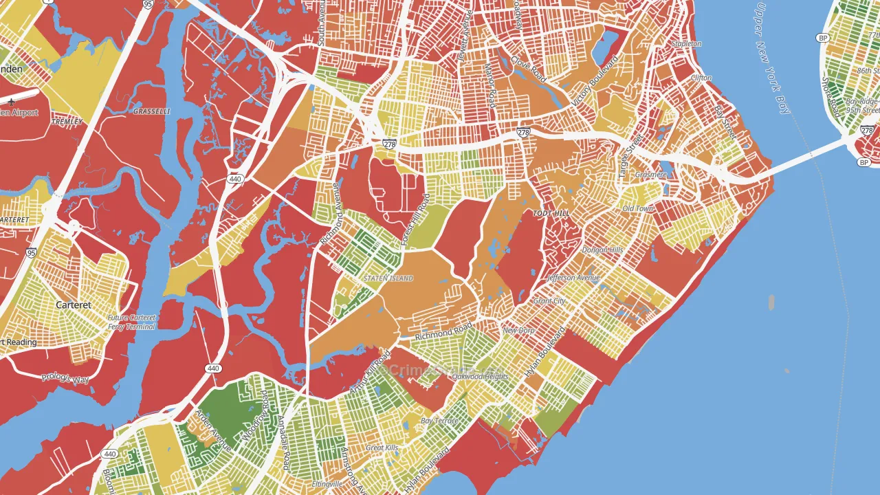 Staten Island, NY Map of Robbery Rates