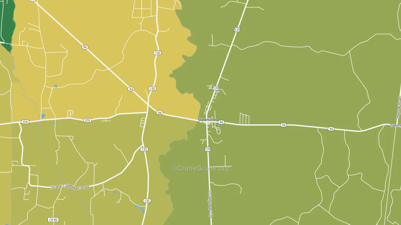 Statenville, GA Map of Robbery Rates
