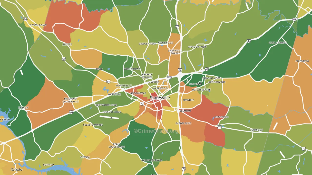 Statesville, NC Map of Robbery Rates