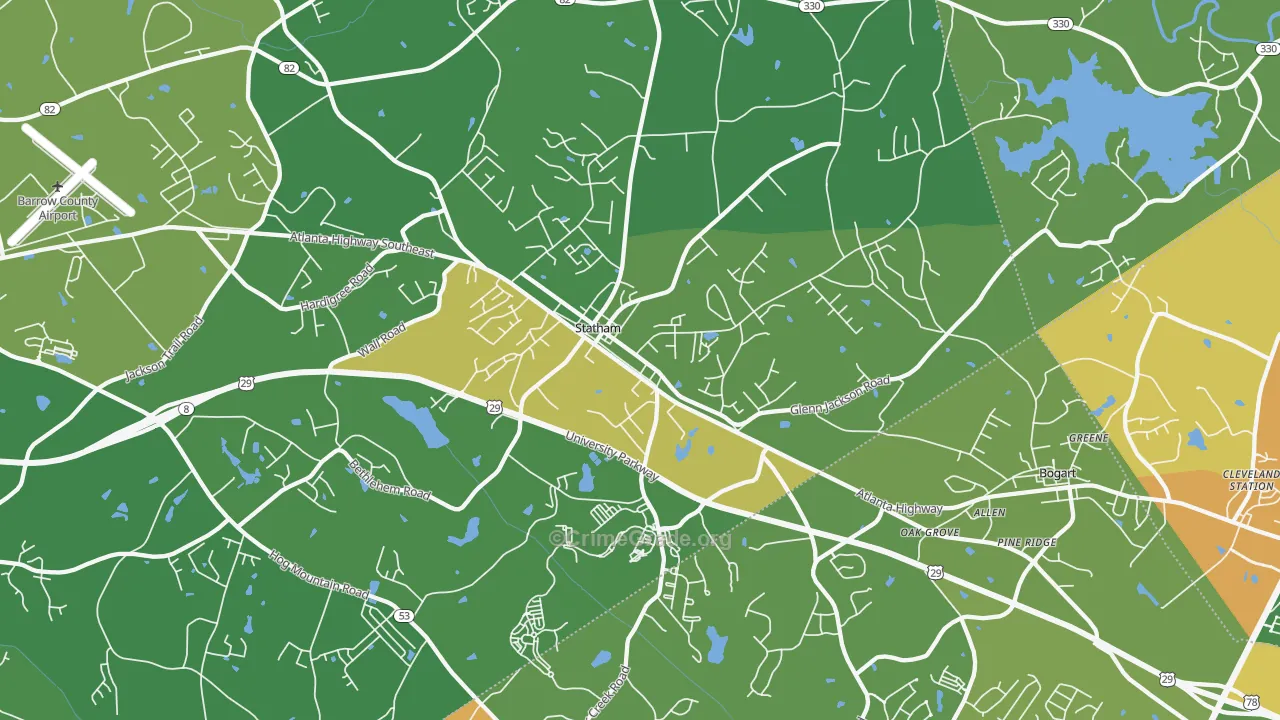 Statham, GA Map of Robbery Rates