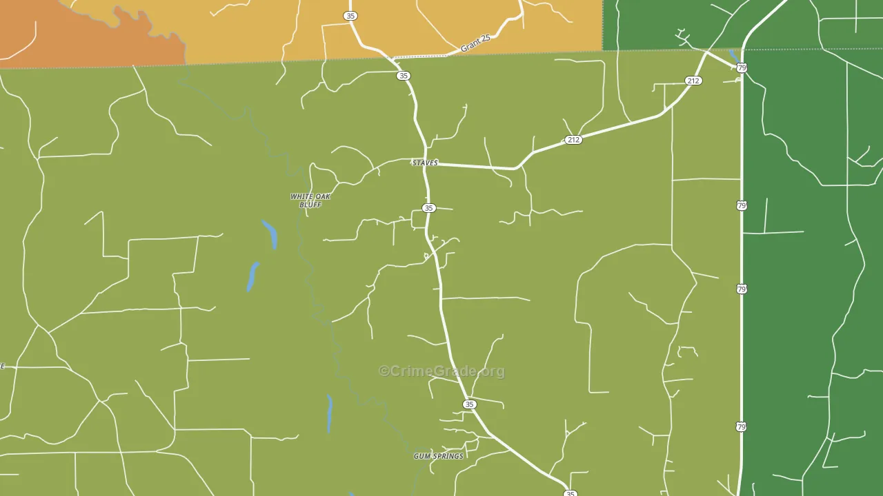 Staves, AR Map of Robbery Rates