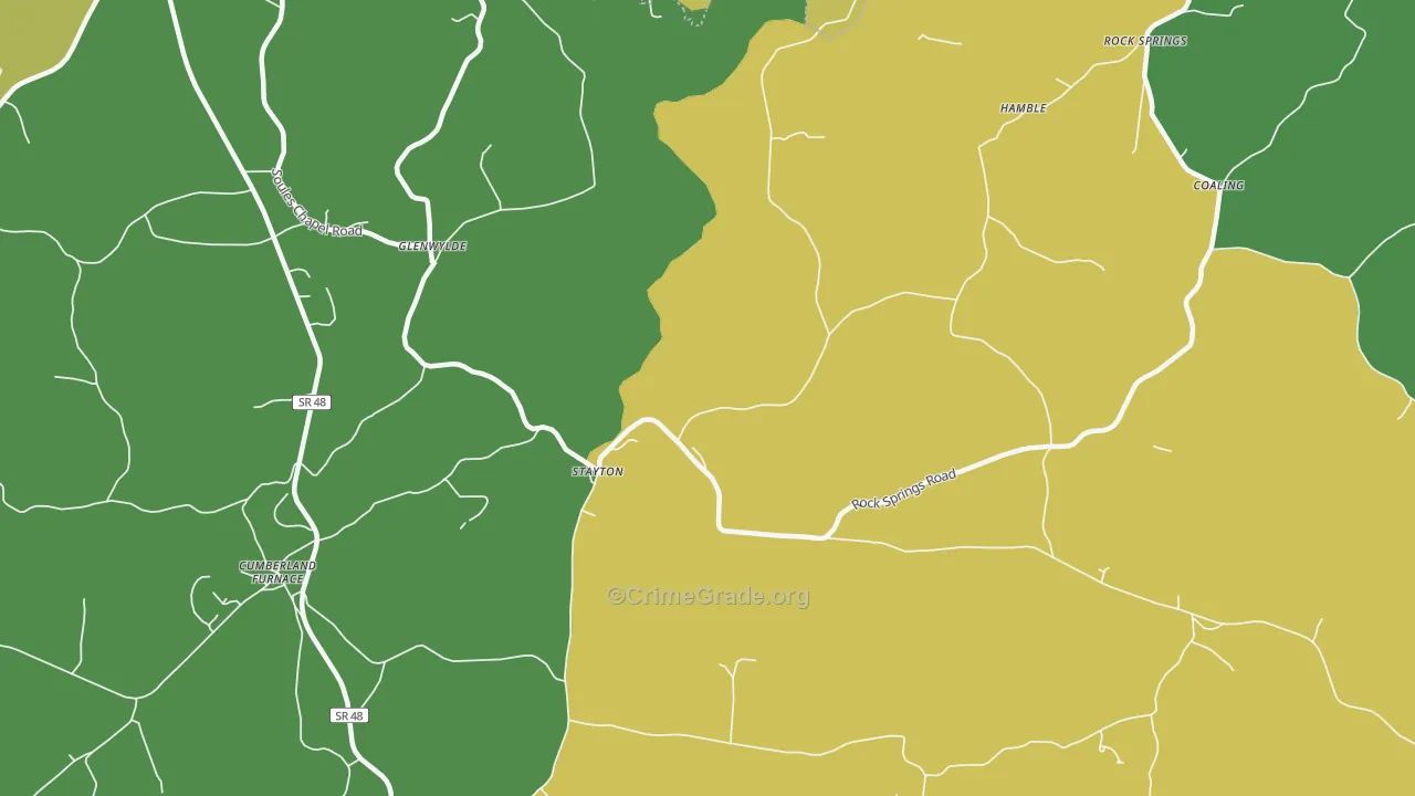 Stayton, TN Map of Robbery Rates