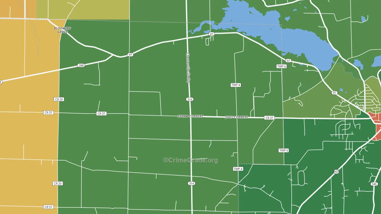 Steam Corners, OH Map of Robbery Rates