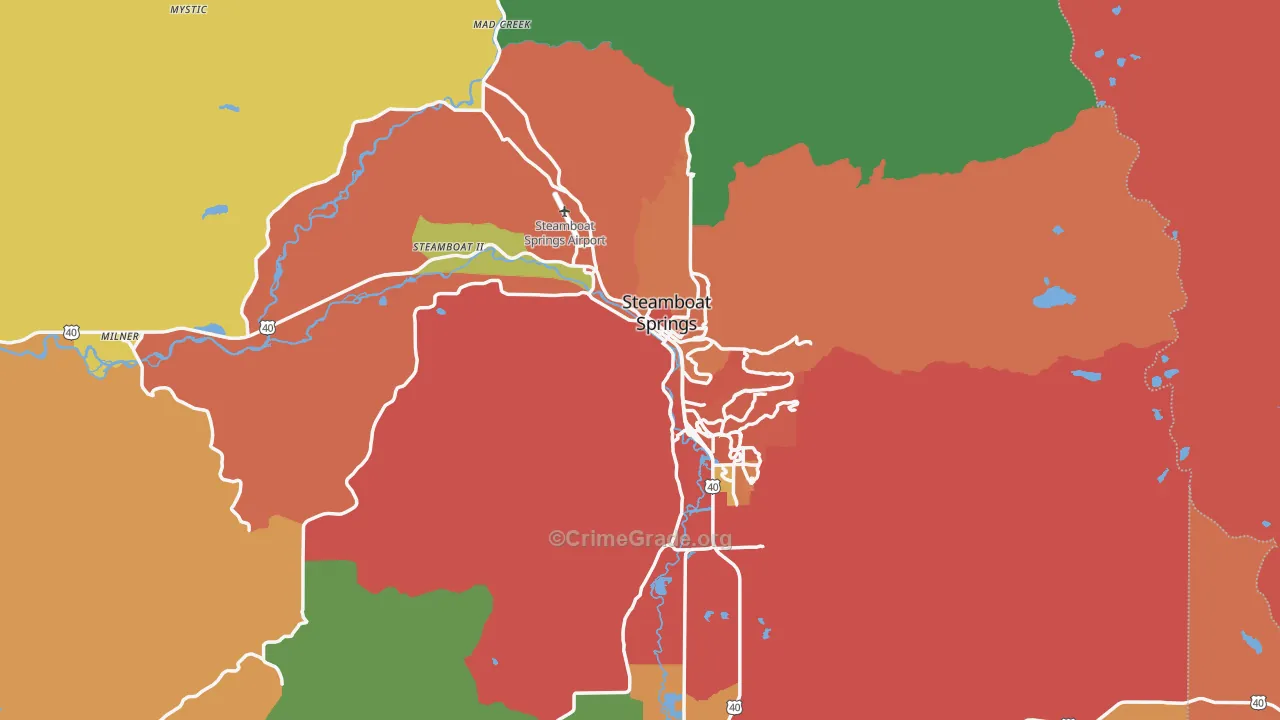 Steamboat Springs, CO Map of Robbery Rates