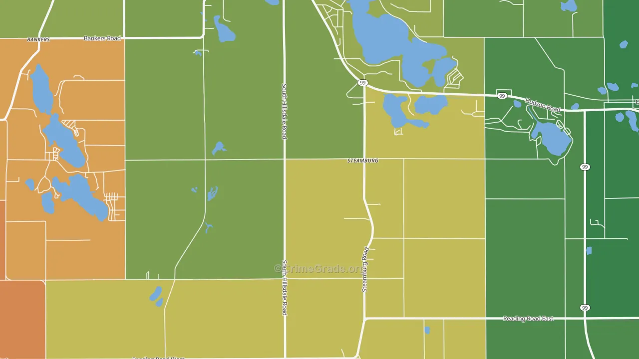 Steamburg, MI Map of Robbery Rates