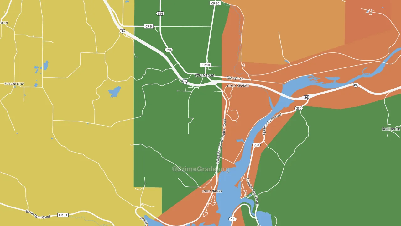Steamburg, NY Map of Robbery Rates