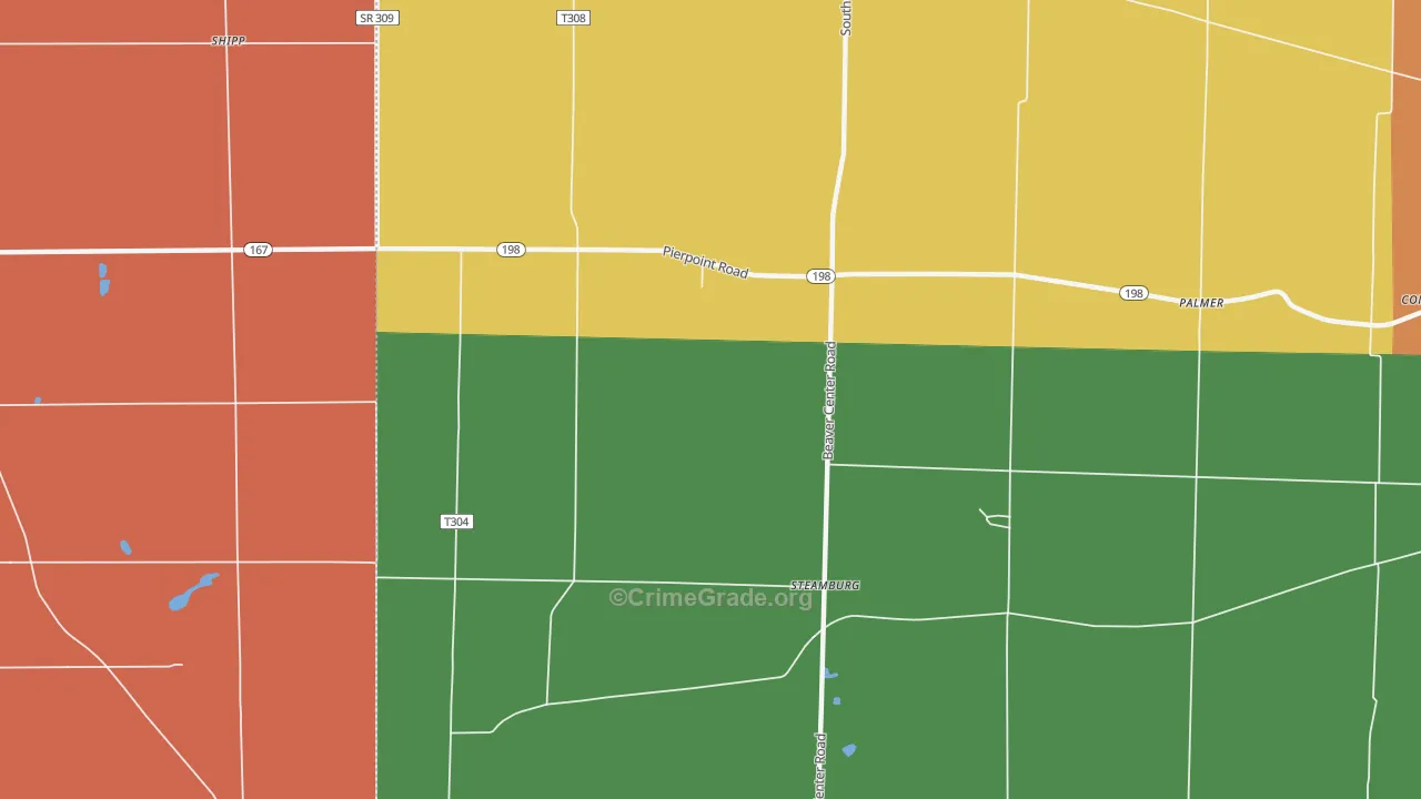 Steamburg, PA Map of Robbery Rates