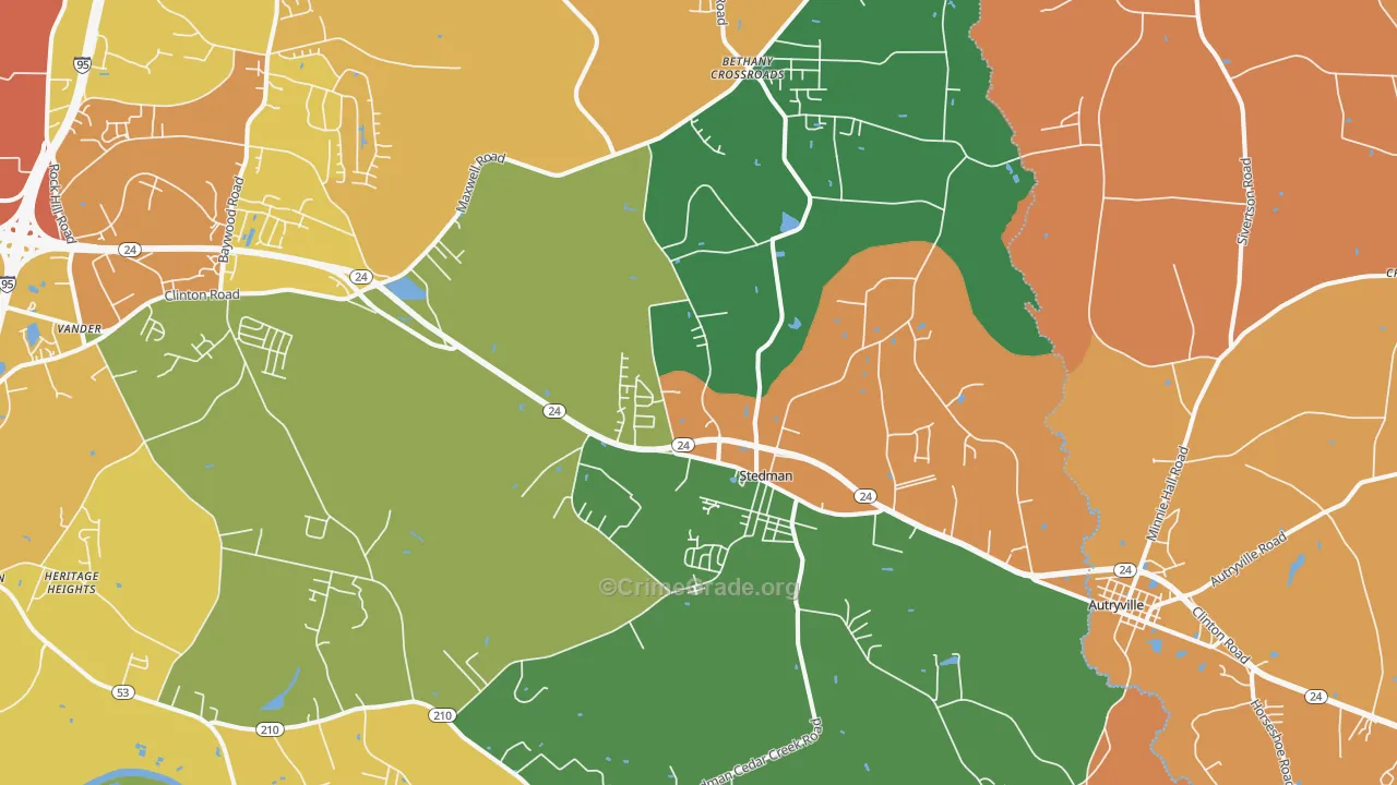 Stedman, NC Map of Robbery Rates