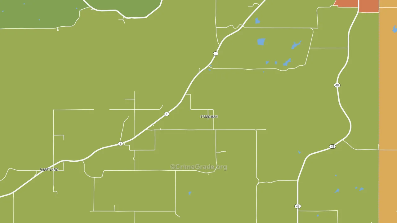 Steedman, OK Map of Robbery Rates