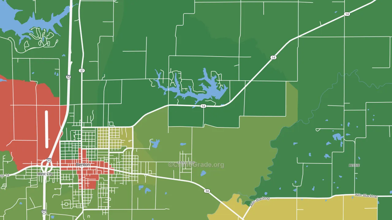 Steel City, IL Map of Robbery Rates