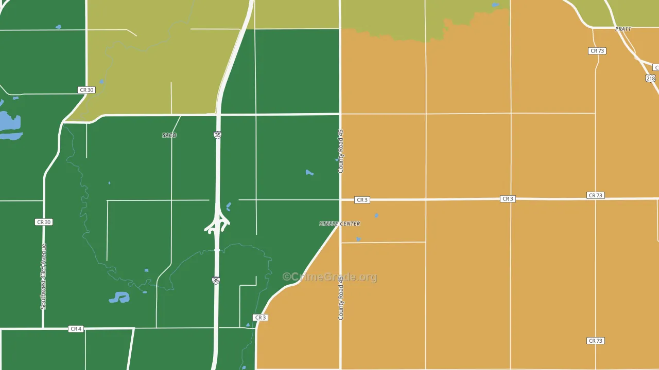 Steele Center, MN Map of Robbery Rates