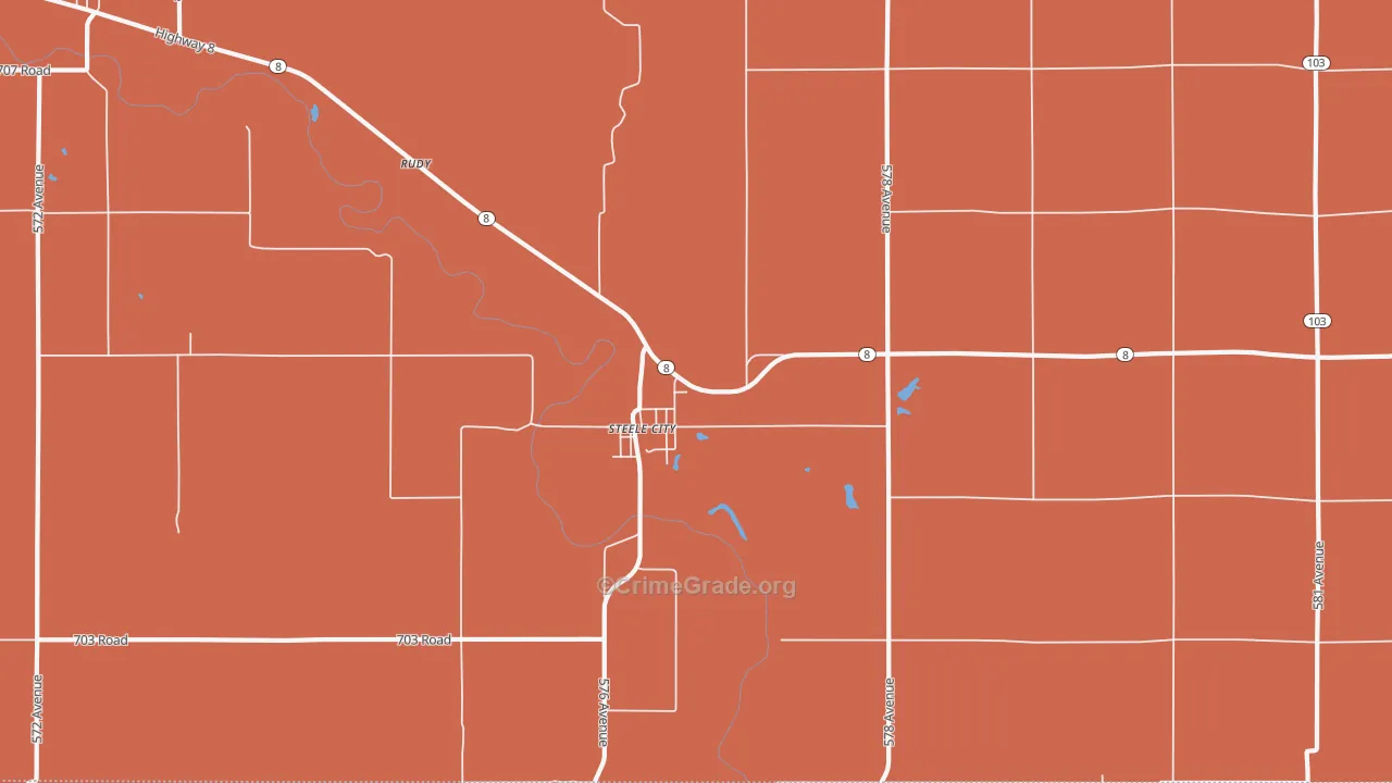 Steele City, NE Map of Robbery Rates