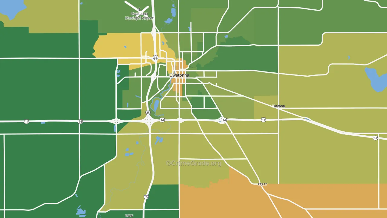 Steele County, MN Map of Robbery Rates