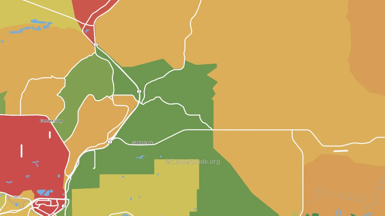 Steele Creek, AK Map of Robbery Rates