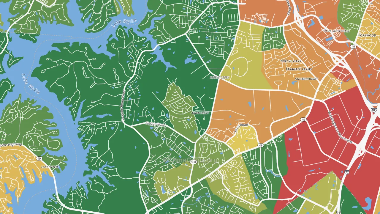 Steele Creek, Charlotte, NC Map of Robbery Rates
