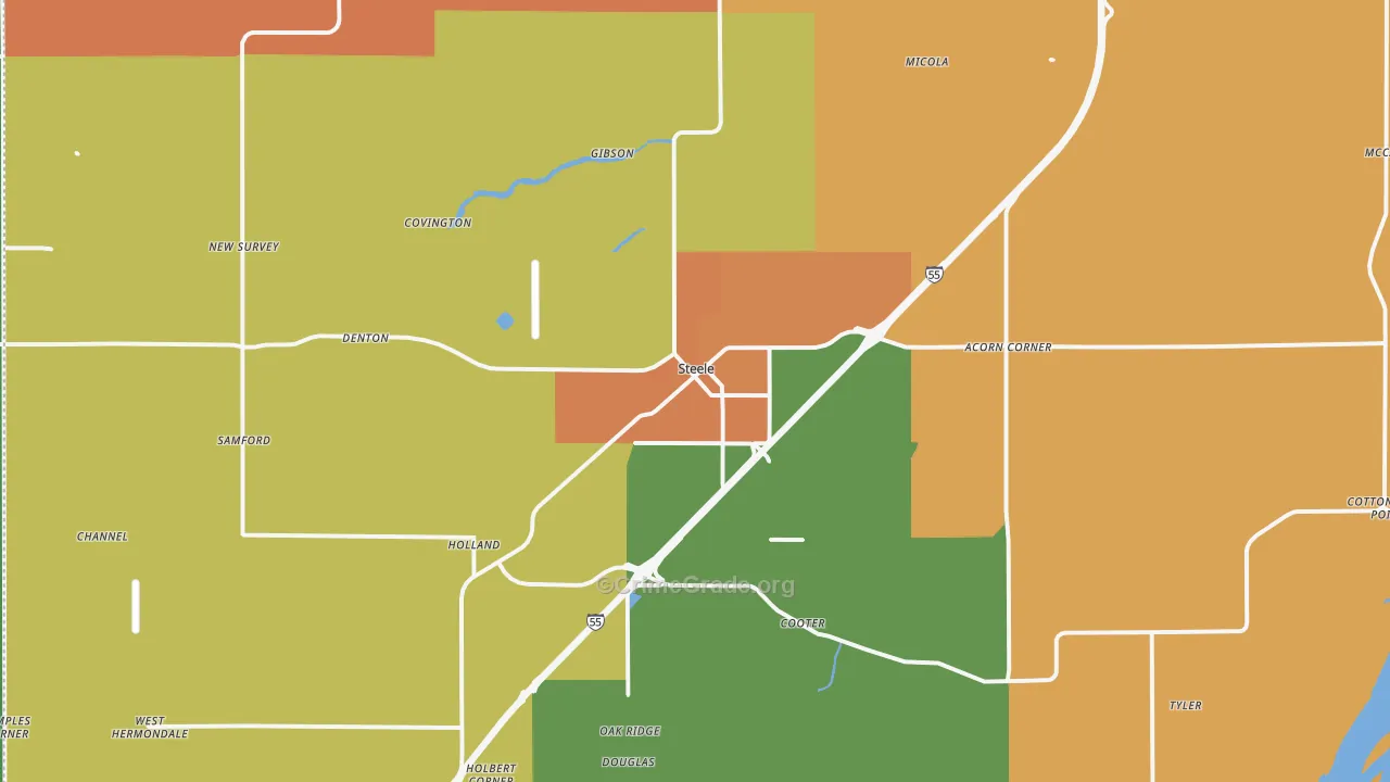 Steele, MO Map of Robbery Rates