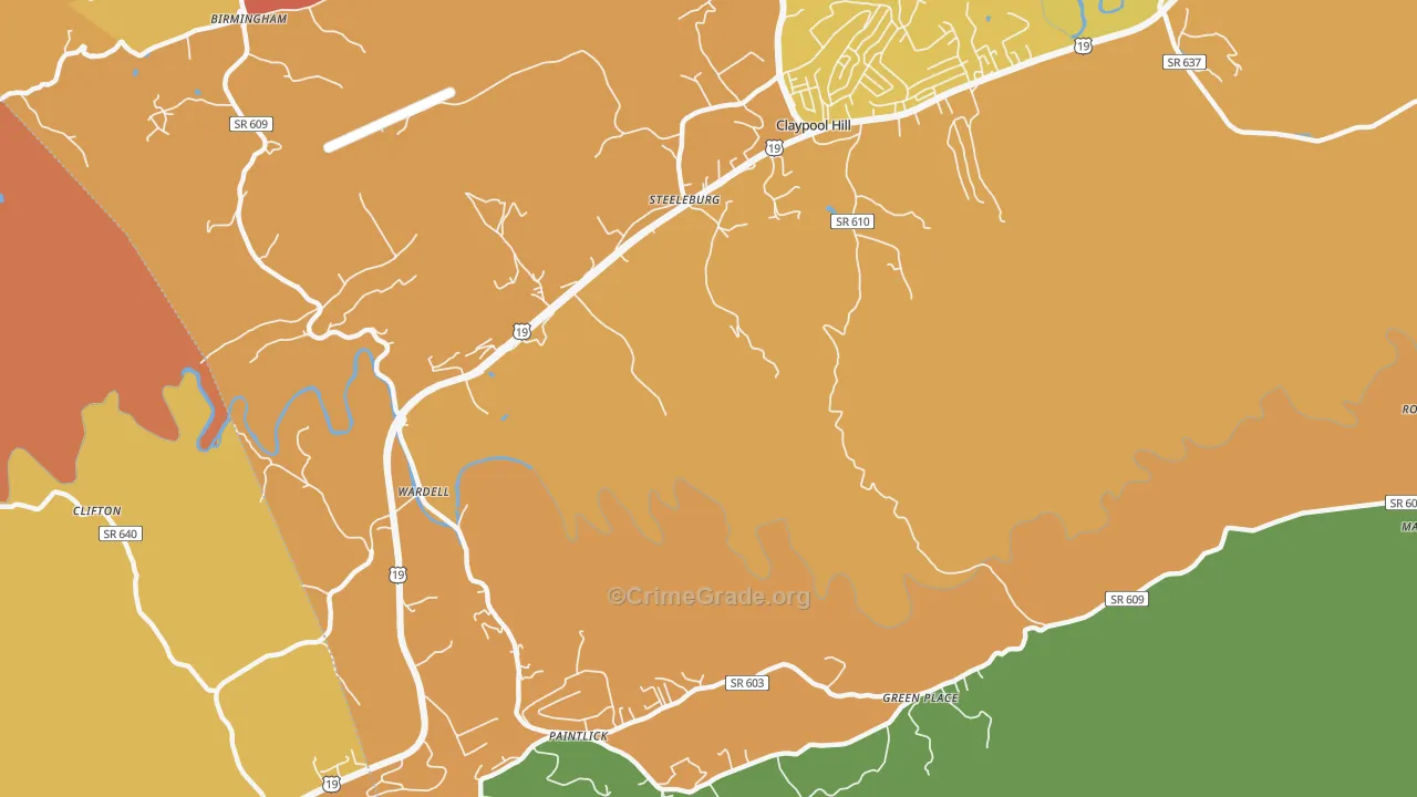 Steeleburg, VA Map of Robbery Rates