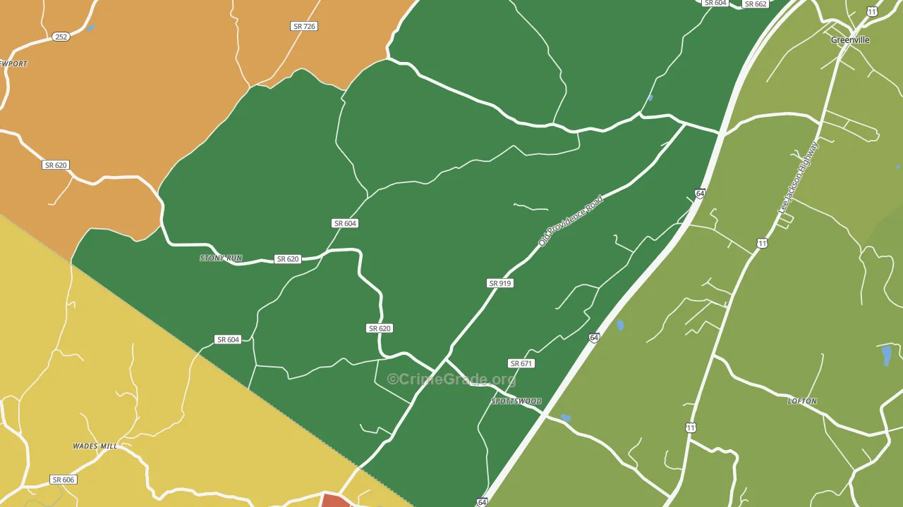 Steeles Tavern, VA Map of Robbery Rates