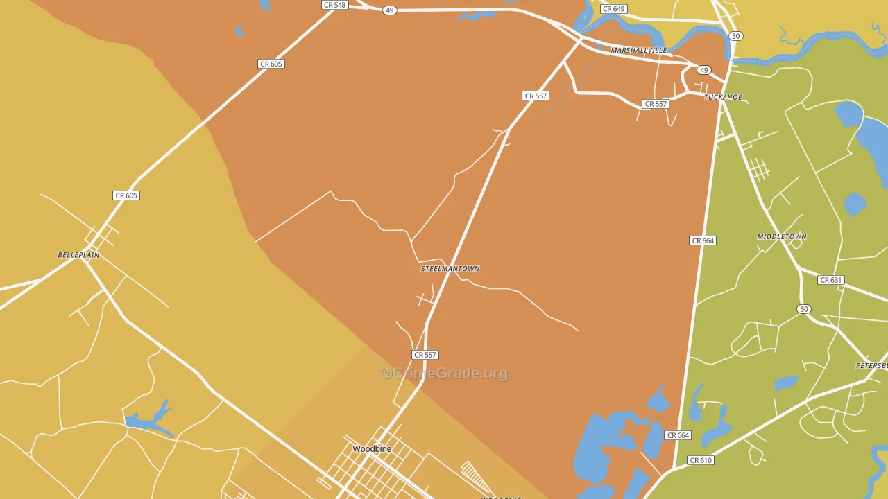 Steelmantown, NJ Map of Robbery Rates