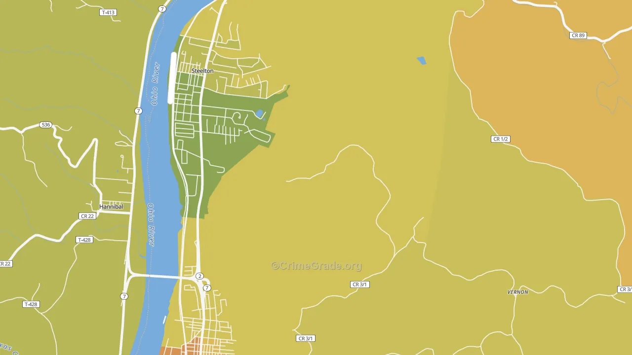 Steelton, WV Map of Robbery Rates