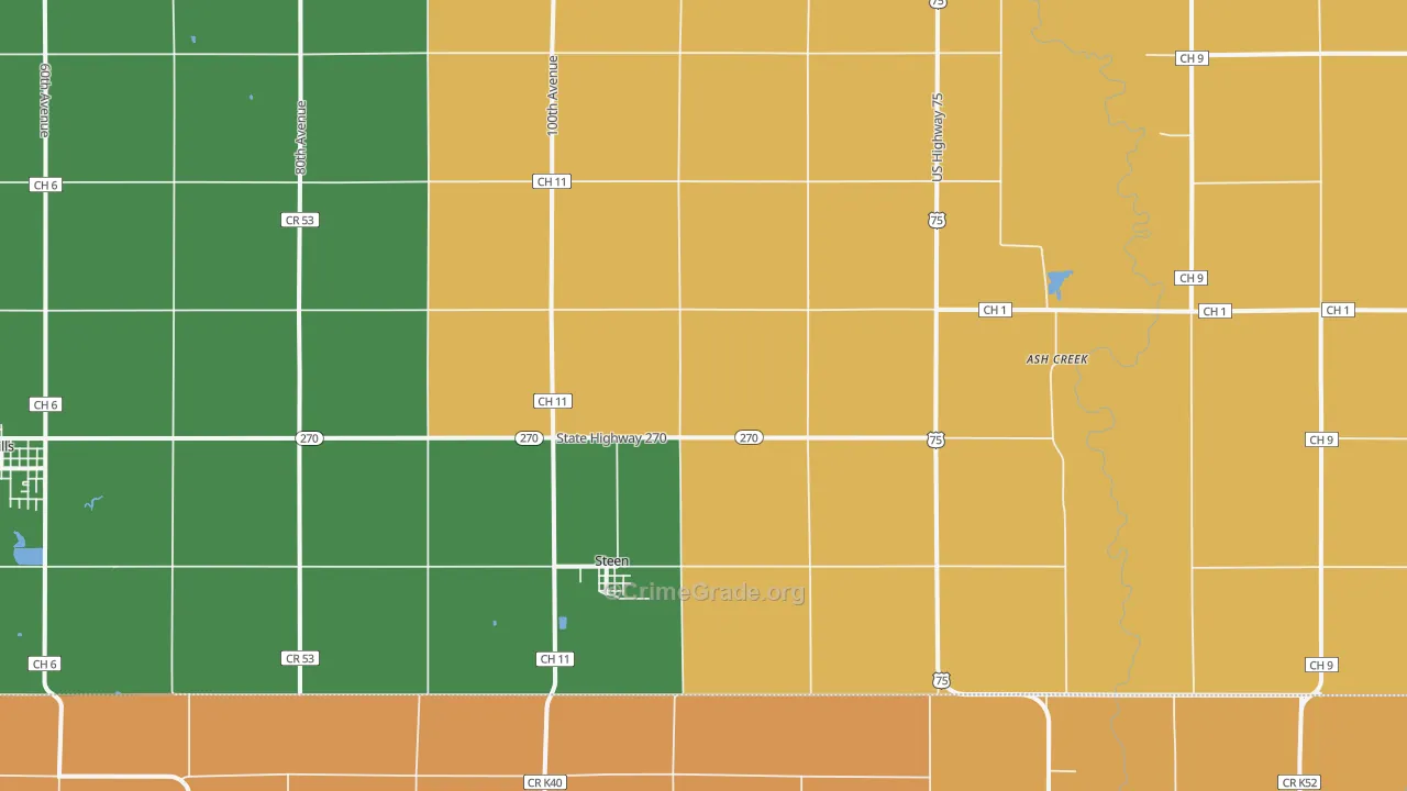 Steen, MN Map of Robbery Rates