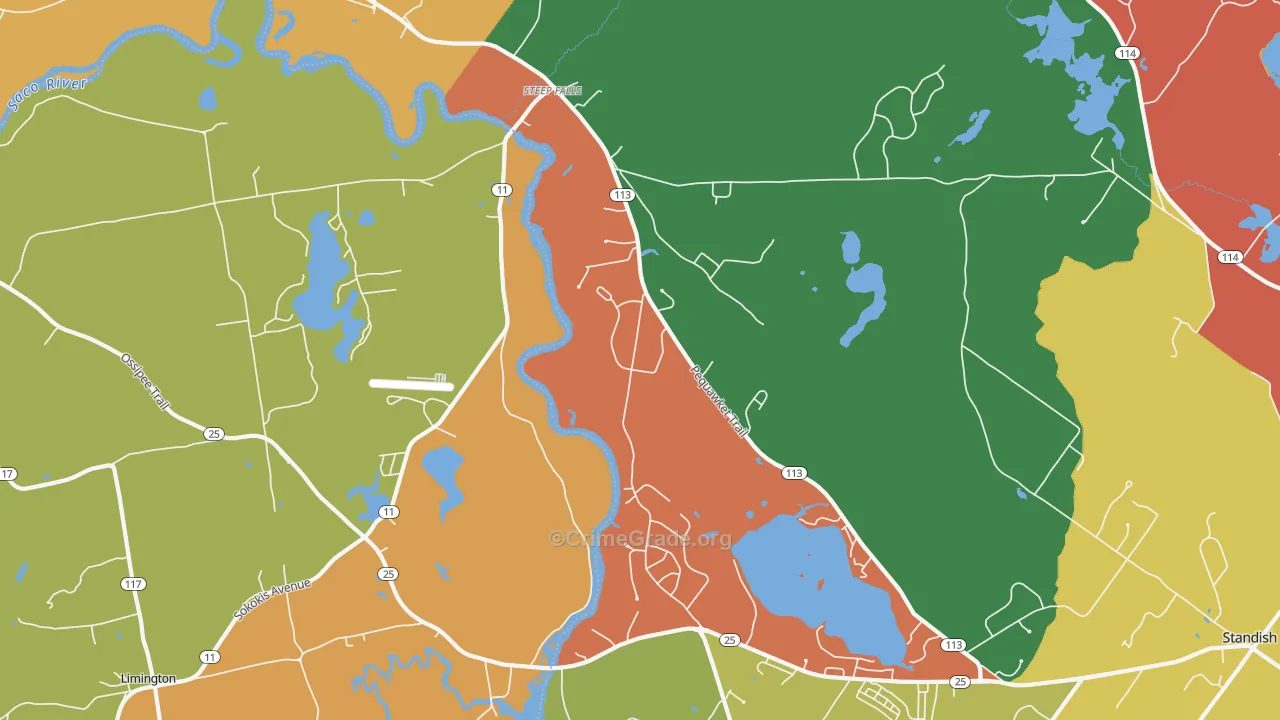 Steep Falls, ME Map of Robbery Rates