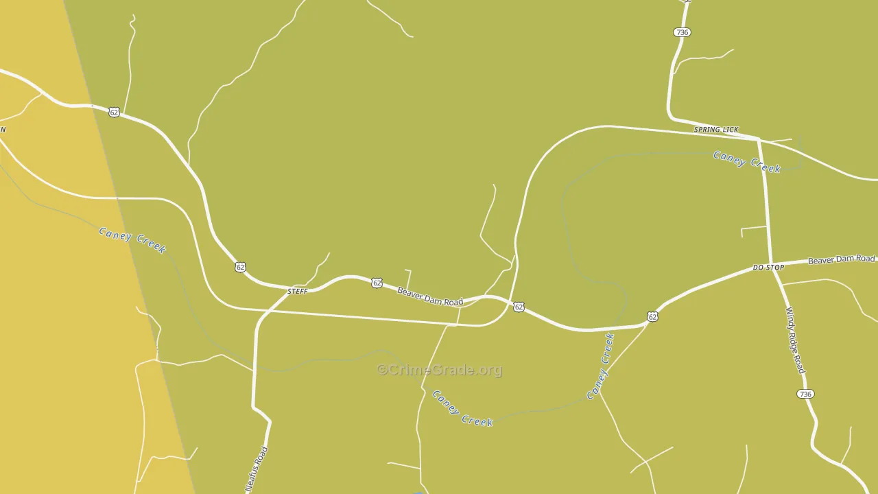 Steff, KY Map of Robbery Rates
