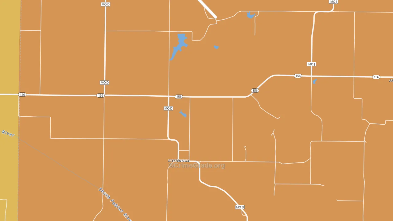 Steffenville, MO Map of Robbery Rates