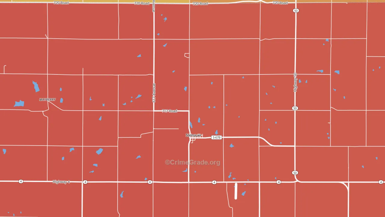 Steinauer, NE Map of Robbery Rates