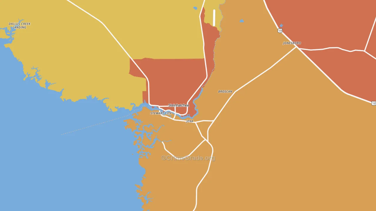 Steinhatchee, FL Map of Robbery Rates