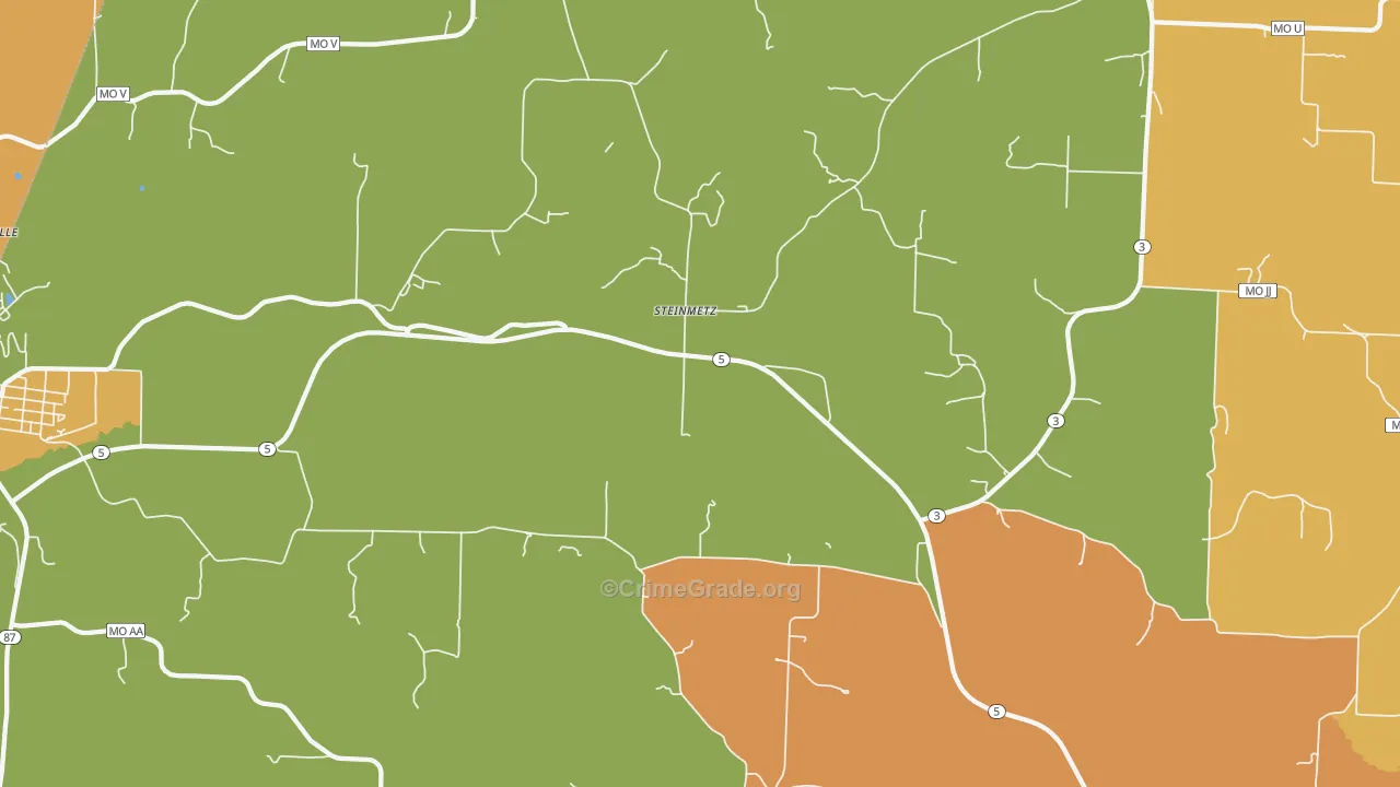 Steinmetz, MO Map of Robbery Rates