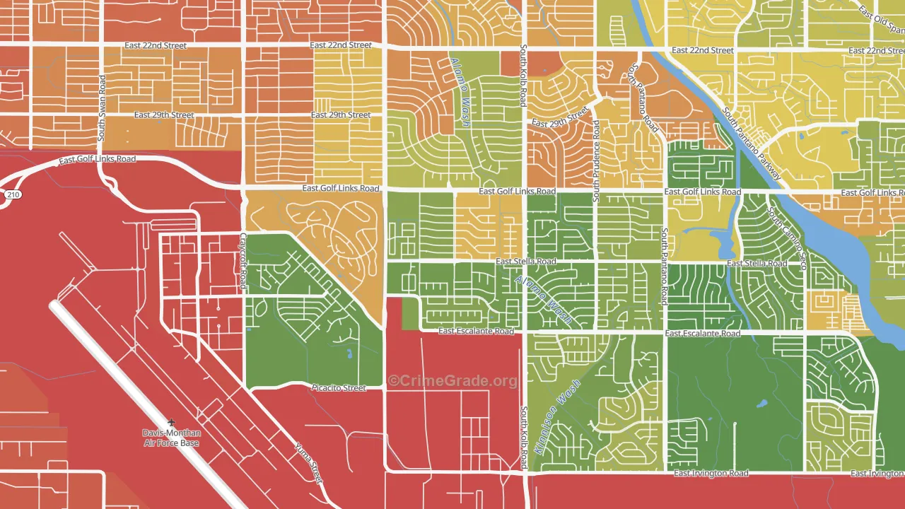 Stella Mann, Tucson, AZ Map of Robbery Rates