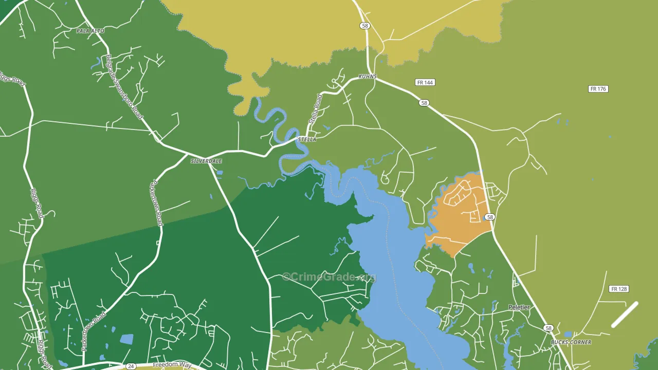Stella, NC Map of Robbery Rates