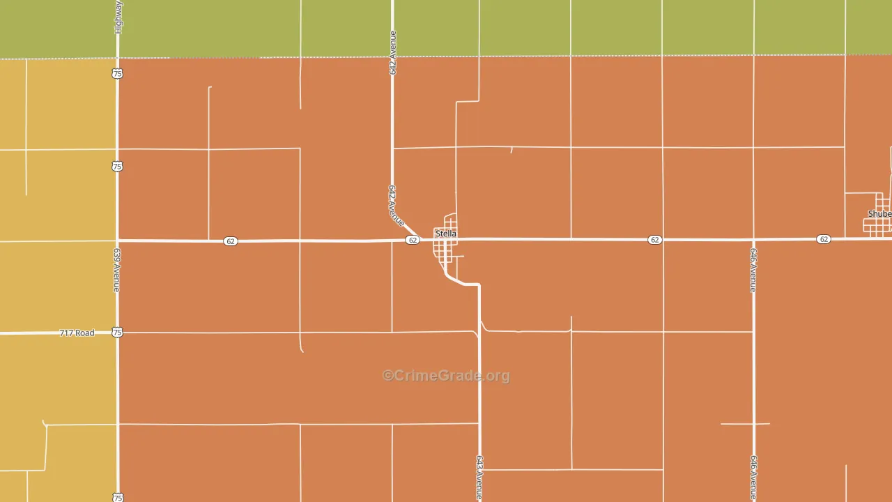 Stella, NE Map of Robbery Rates