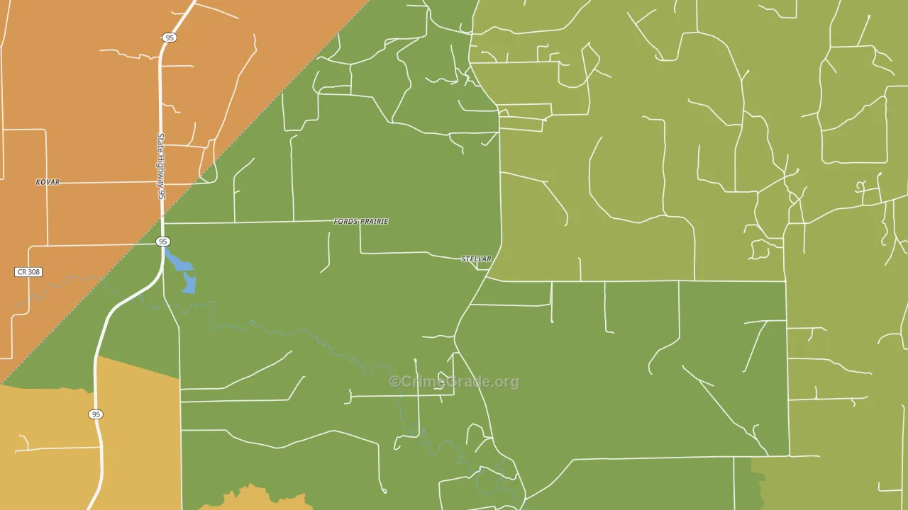 Stellar, TX Map of Robbery Rates