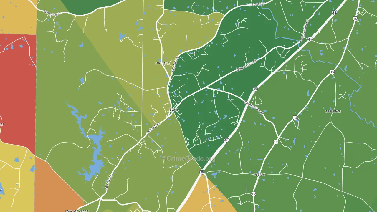 Stem, NC Map of Robbery Rates