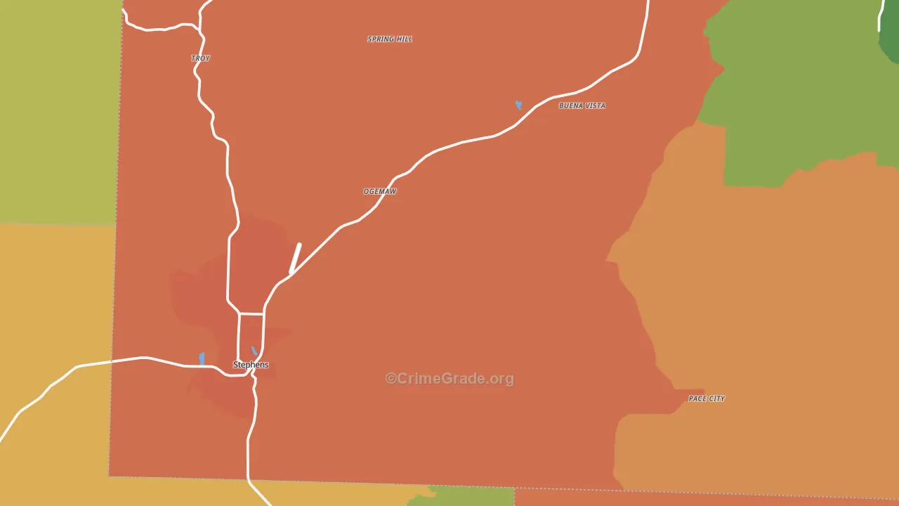 Stephens, AR Map of Robbery Rates