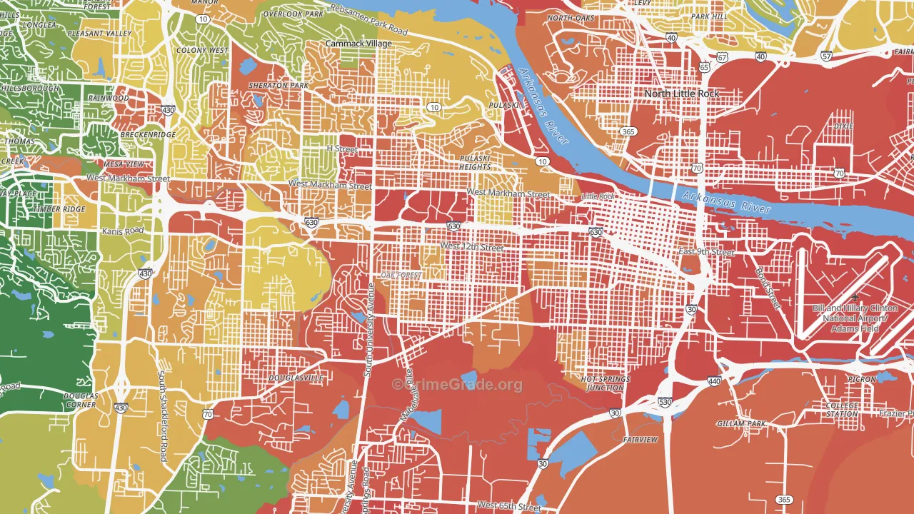 Stephens, Little Rock, AR Map of Robbery Rates