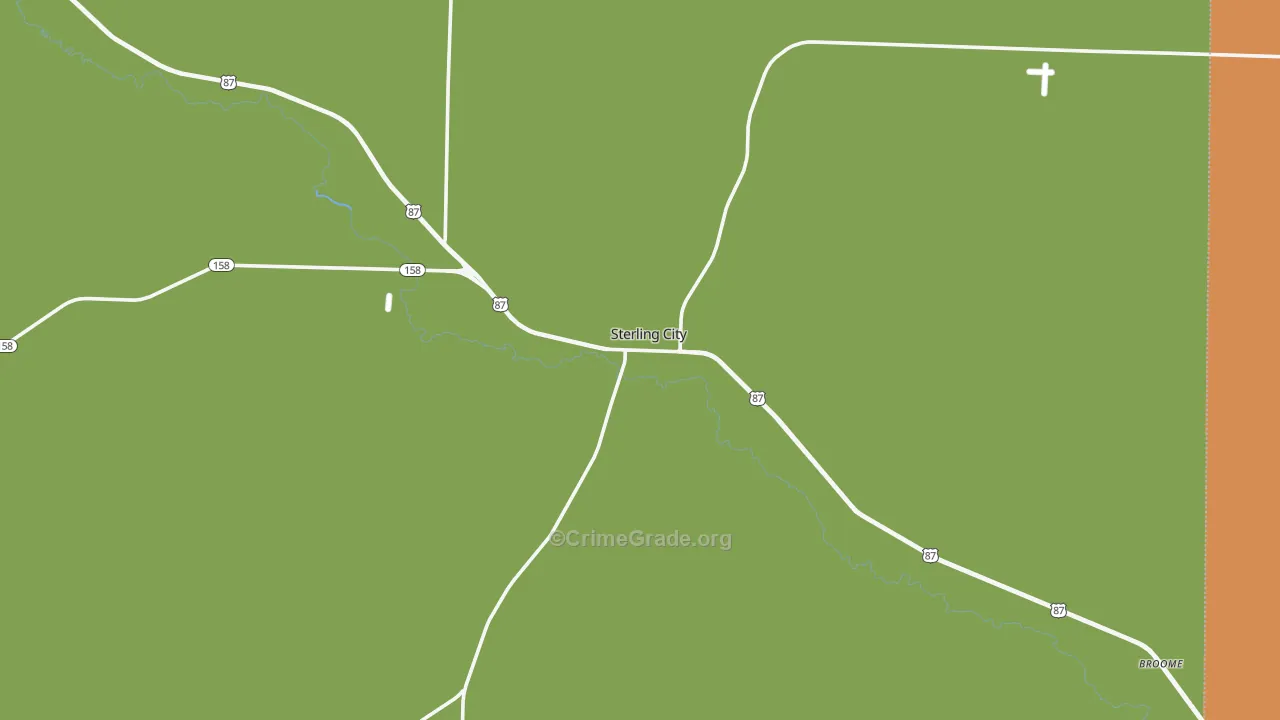 Sterling City, TX Map of Robbery Rates