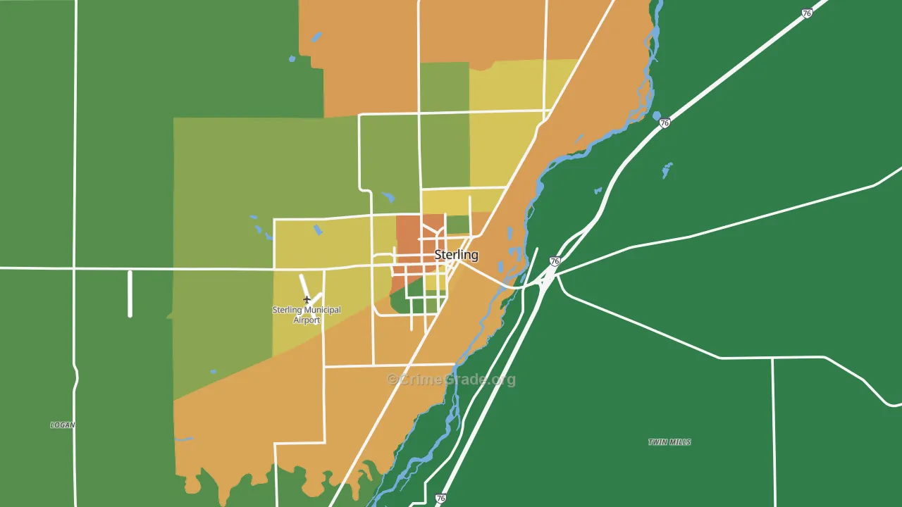 Sterling, CO Map of Robbery Rates