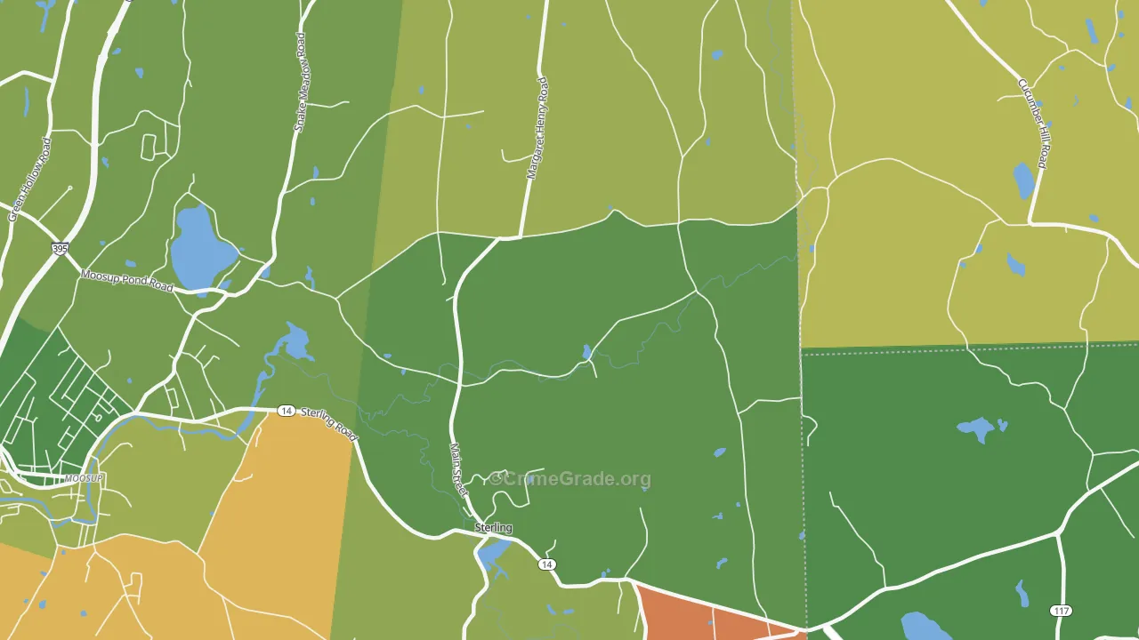 Sterling, CT Map of Robbery Rates