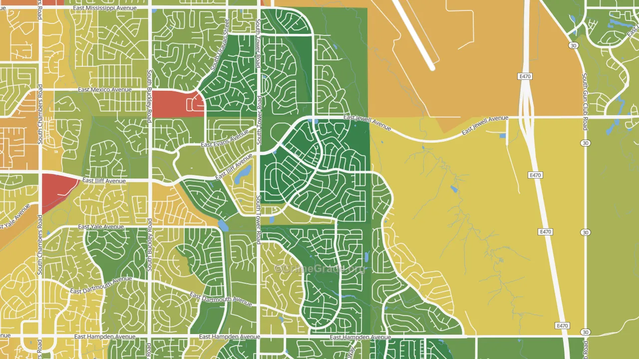 Sterling Hills, Aurora, CO Map of Robbery Rates