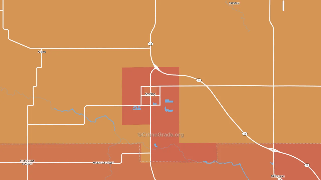 Sterling, KS Map of Robbery Rates