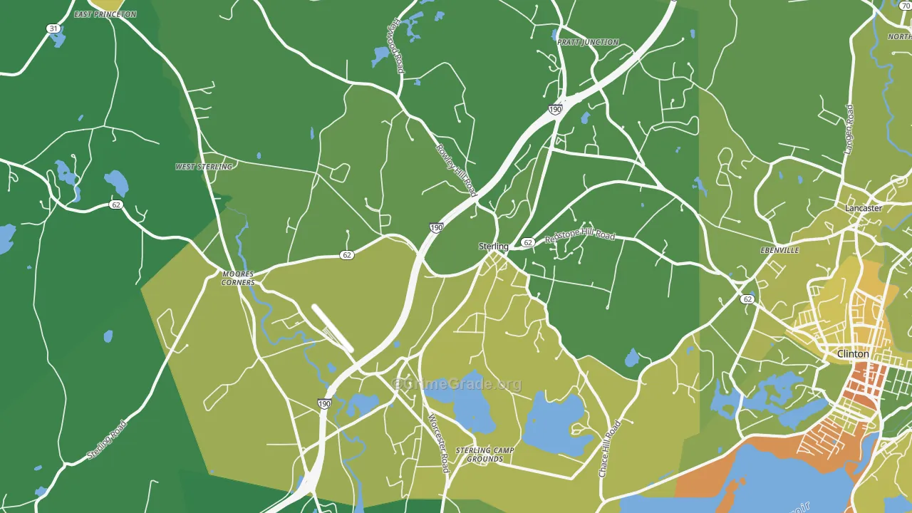 Sterling, MA Map of Robbery Rates