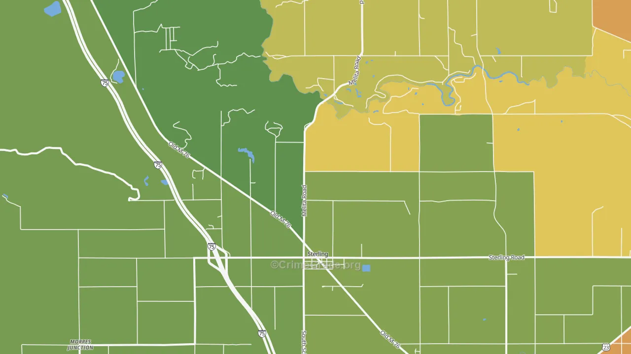 Sterling, MI Map of Robbery Rates