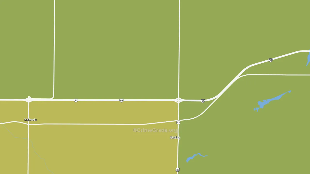 Sterling, ND Map of Robbery Rates