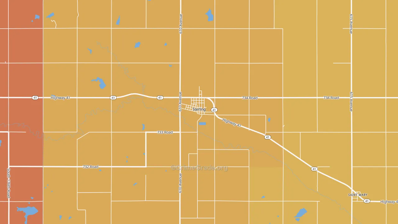 Sterling, NE Map of Robbery Rates