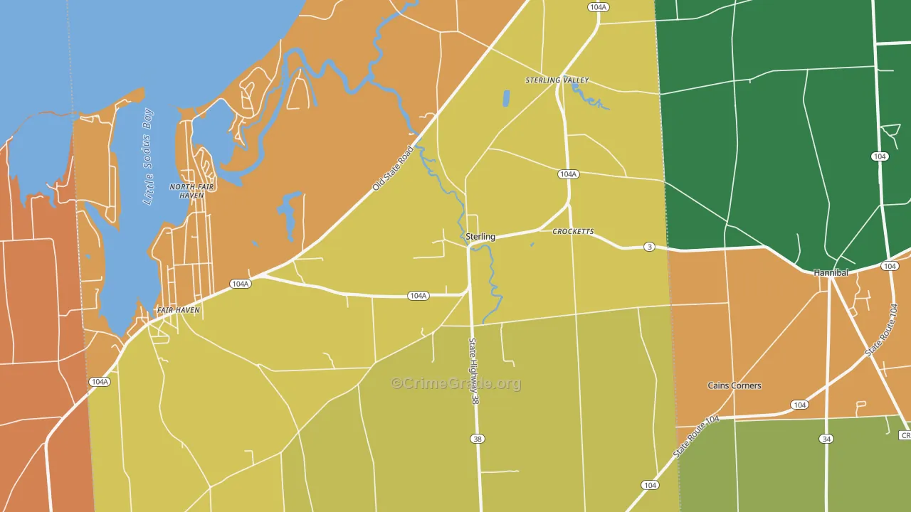 Sterling, NY Map of Robbery Rates