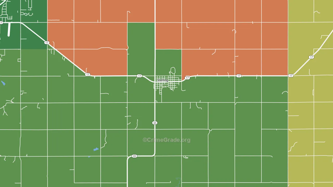 Sterling, OK Map of Robbery Rates